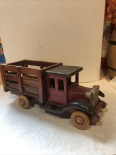Wooden Toy Delivery Truck With Stake Bed, 10” long Handcrafted Vintage Style