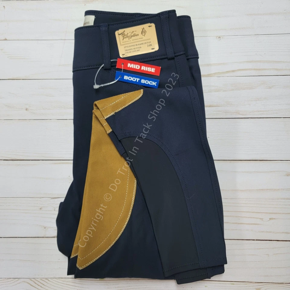 Tailored Sportsman Ladies Vintage Trophy Hunter Sock Bottom Breeches Black&Blue