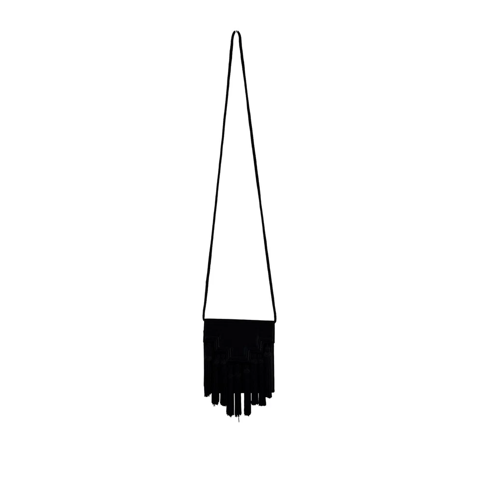 Bob Mackie Bag Womens One Size Black Tassel Fringe Crossbody Purse Evening - Image 4 of 4