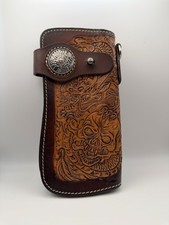 Men's Leather Credit ID Cards Holder Long Chain Wallet Biker Trucker Heavy US