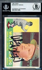 Whitey Herzog Beckett BAS Signed 1960 Topps Autograph A`s