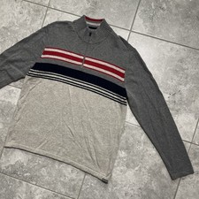 Eddie Bauer Vtg Wool Blend 1/4 Zip Pullover Sweater Mock Neck Jumper Mens L
