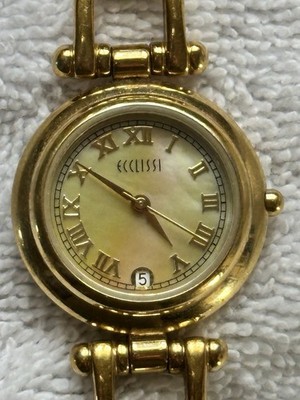 Ecclissi Sterling silver w/ Gold vermeil ladies watch MOP dial 80145 w/ 2 links