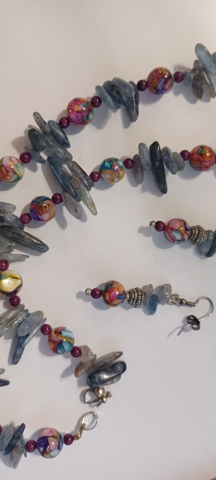 Artisan - Kyanite, Ruby & Rainbow Marble Necklace… - image 7