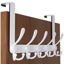  Over The Door Hook - for Doors up to 1-3/4'' Thickness, Metal 1 Pack White