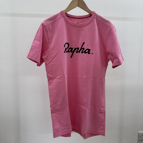 Herren Rapha Logo T-Shirt Pink mit schwarzem Logo Kurzarm Medium