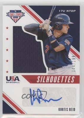2020 USA Baseball Stars & Stripes Silhouettes Signatures Kurtis Reid Auto 10ip