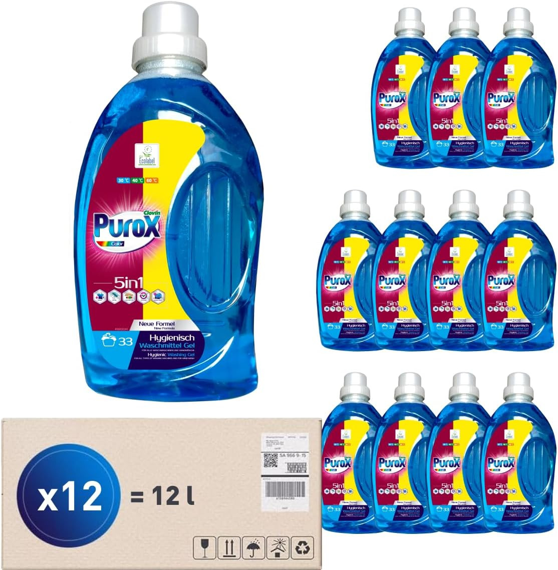 OFFERTA SHOCK: Purox Color Gel 12 Flaconi - Pulito Totale per Tessuti