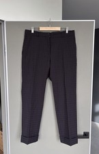 Dries Van Noten Textures Deep Blue/Red Classic Trousers Pants sz 40