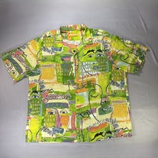 Jams World 'Visage' Hawaiian Shirt Men XXL Vintage Rayon Abstract Face Button Up