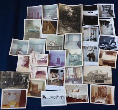 #1 Lot 30 Vtg Snapshot PHOTOS Homes Houses Buildings Cars Interior Outdoor Decor