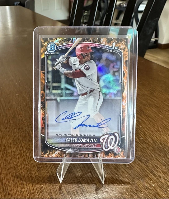 Bowman 1st Chrome 2025 Caleb Lomavita Autograph Fire Refractor /3 RARE