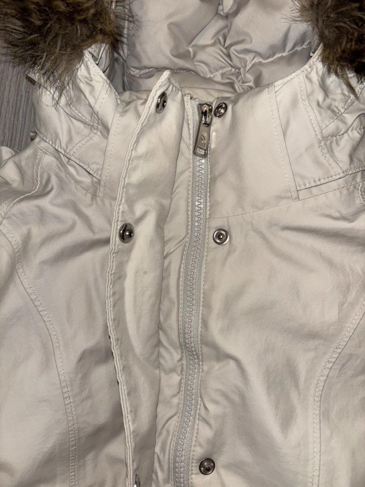 OFF WHITE The north face hyVent Parka donna taglia large bianco sporco felpa con cappuccio pelliccia sintetica