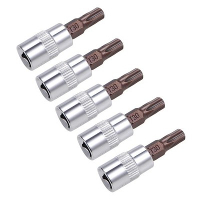 5 x New T30 Torx Bit Sockets Equipped with a standard 1/4-inch interface