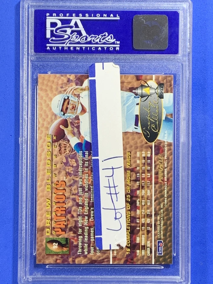 Drew Bledsoe 1994 Pinnacle Patriots Trophy PSA GEM MT 10 - Image 2 of 2