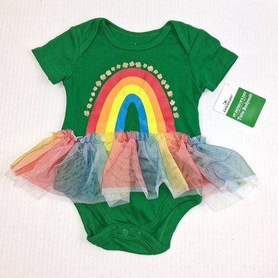 Celebrate! St. Patrick's Day Tutu Green Rainbow Bodysuit 0-3M