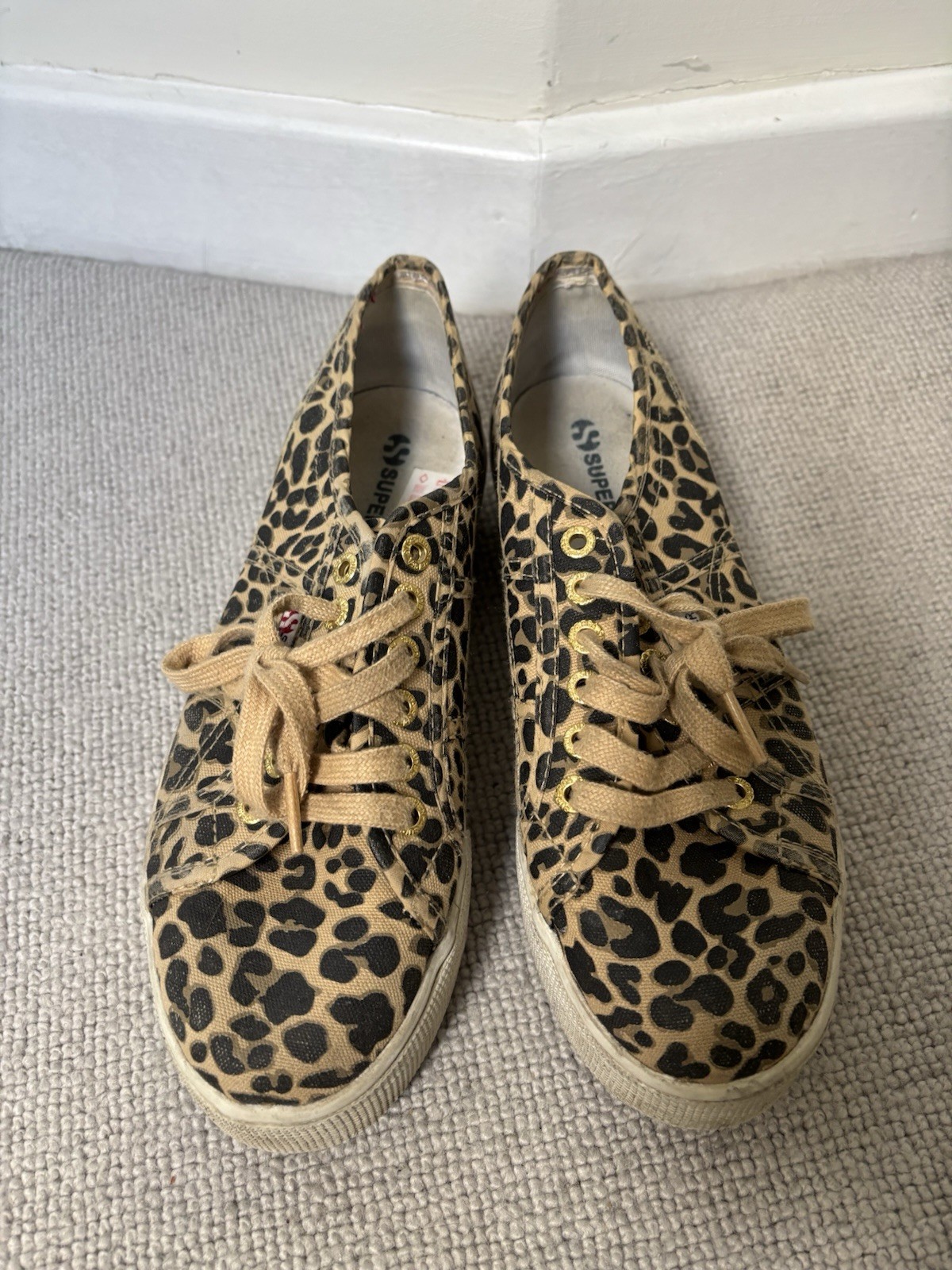 Superga Leopard Print Flatform Platform Trainers … - image 1