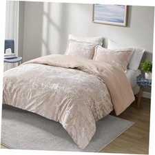 Queen Comforter Set, Reversible Velvet Comforter Set, Soft  Full/Queen Blush
