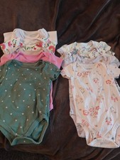 Baby Girl Clothing Lot Short Sleeve Body Suits 9 pcs total Sz 3-6m 