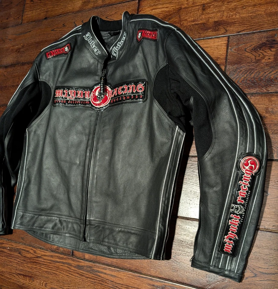Chaqueta de moto de cuero para hombre GP Star Miyuki Racing Fiend Collection 50 - L/XL Foto 2 de 4