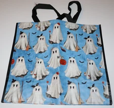 TJ Maxx Halloween Ghosts Blue Black Reusable Tote Shopping Bag NEW