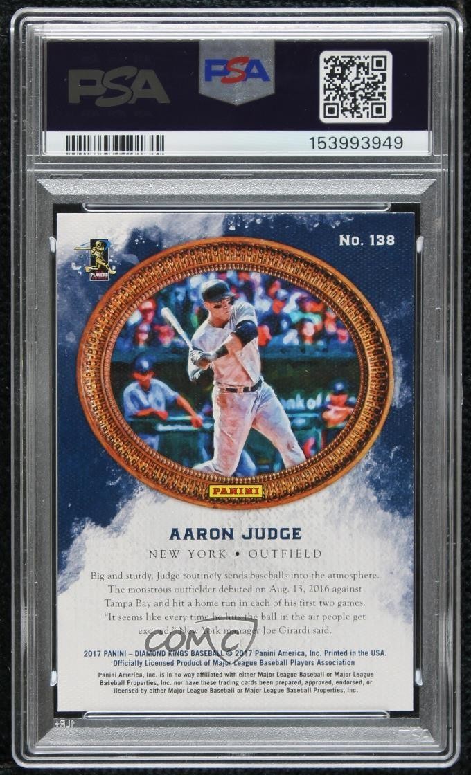 2017 Panini Diamond Kings Rookies Aaron Judge #138 PSA 9 MINT RC view 2