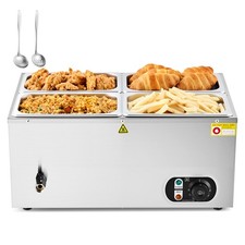 Commercial Food Warmer Steam Table 4-Pan 1/4 Size Soup Chili Nacho Cheese Buffet