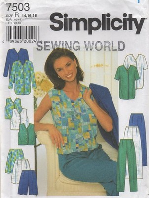 Simplicity Schnittmuster 7503 Jacke Oberteil Hose Shorts Gr 14 16 18 Neu