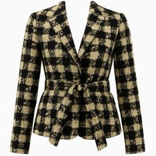 Willi Smith XL Black And White Wool Womens Jacket Added Sophistication Tie Waist
