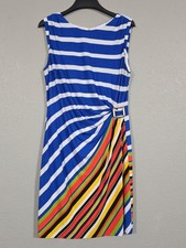 Tahari Arthur S. Levine Dress Womens 16 Multicolor Stripe Sheath Knee Length
