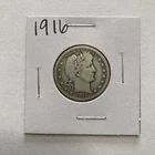 1916 Barber 90% Silver Quarter 25c US Coin