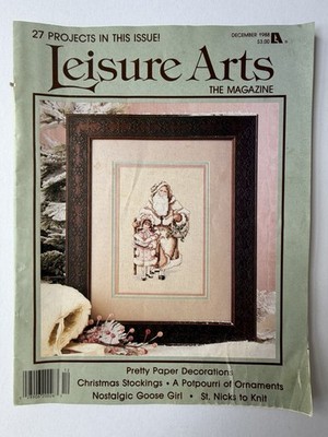 Leisure Arts Kreuzstich Magazin Dezember 1988 Strick Häkeln Weihnachtsmann Vintage