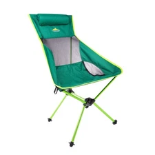 High Back Lightweight Camp Chair with Headrest & Carry Case - Green