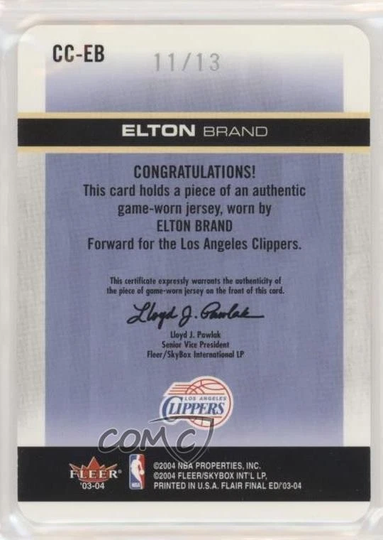 2003 Flair Final Edition Courtside Cuts Jerseys Pewter Die-Cut /13 Elton Brand - Image 2 of 2
