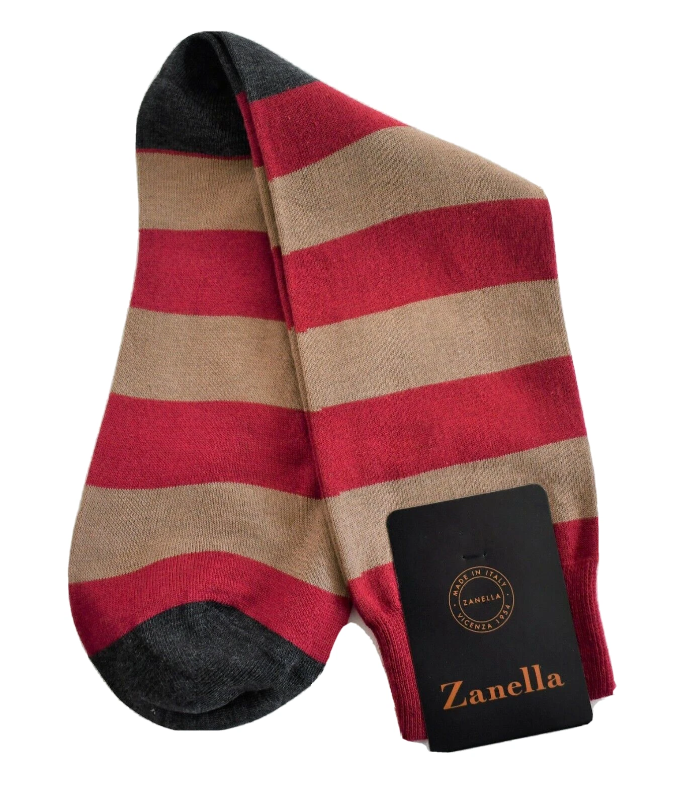 ZANELLA Multi-Colored STRIPED COTTON Blend Men's Socks ONE SIZE