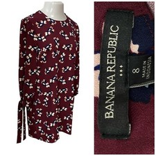 Banana Republic Dress Womens Size 8 Floral Fall Work Office Career Tie Cuff