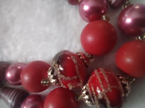 Vintage Necklace Japan Pink & Red Beaded Multistrand Graduated Hook Clasp - Picture 8 of 10