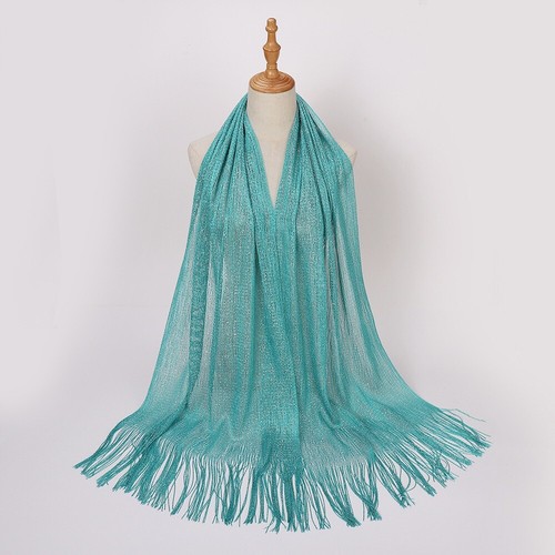 Womens Glitter Scarves Ladies Fringed Tassel Scarf Shawls Wraps Party Wedding - Picture 38 of 45