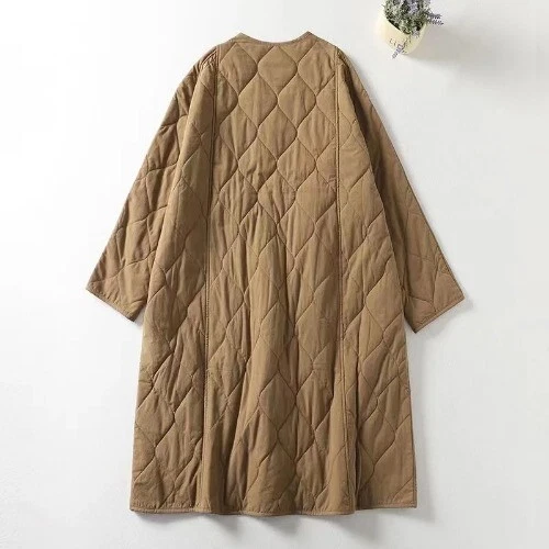 Women Collarless Long Sleeve Single-breasted Ladies New Winter Coat Casual - Picture 20 of 27