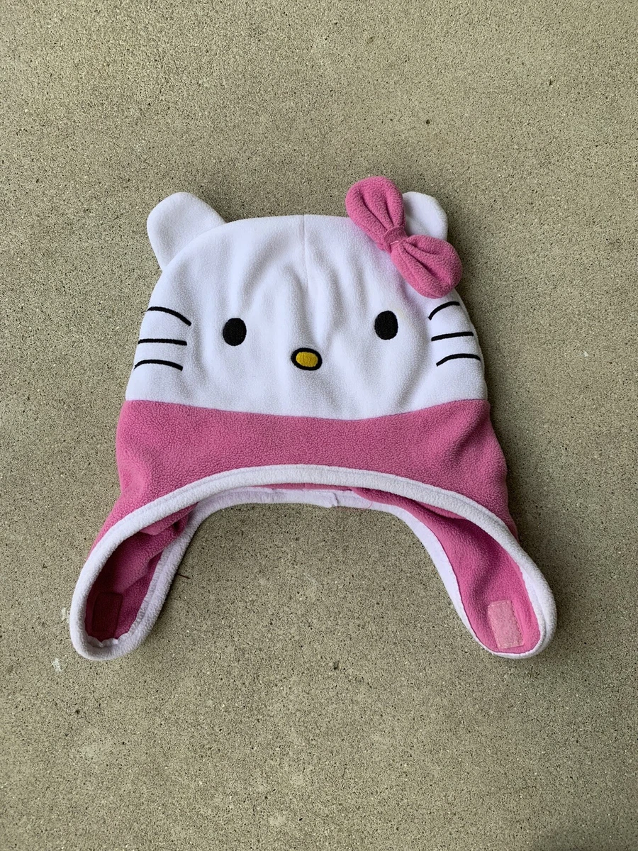 HELLO KITTY Beanie Winter Hat Cap Ear Flaps OSFM OFF WHITE