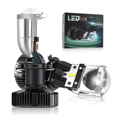 Pair H4 LED Headlight Bulbs Mini Projector Lens LHD 150W Z-Shaped Cut Off Line  