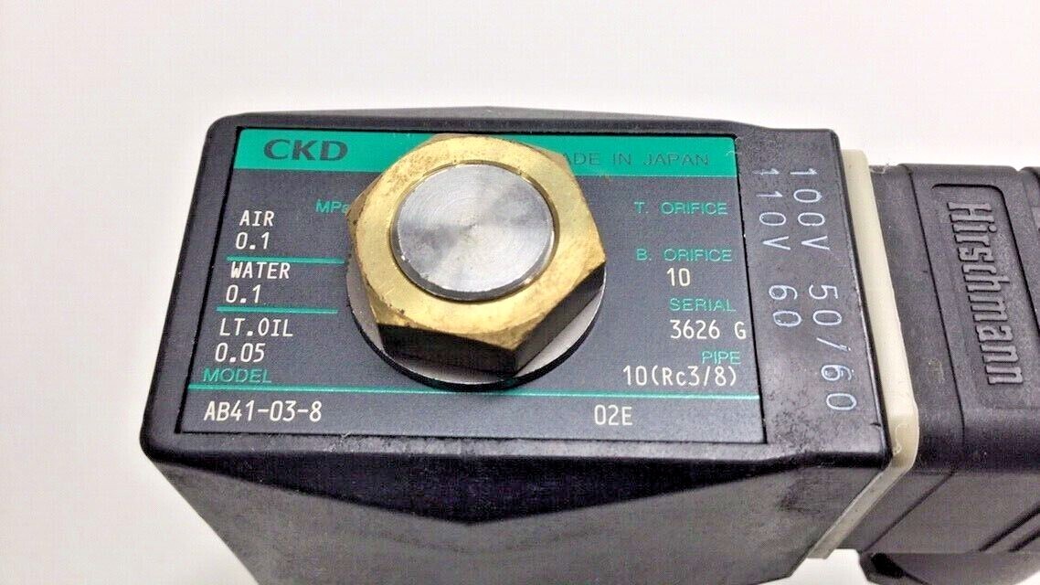 CKD AB41-03-8-02E-AC100V Used Solenoid Valve 100V / 110V | eBay CKD AB41-03-8-02E-AC100V Used Solenoid Valve 100V / 110V | eBay