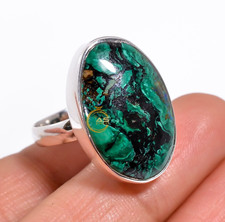 Azurite Malachite Ring 925 Sterling Silver Handmade Statement Boho Rings Jewelry