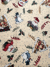 "Storybook Christmas" Fabri-Quilt Fabric Pale Yellow Gingerbread BY Half Y #6