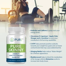 PURE Skinny Weight Loss, Caffeine, Chromium, Fat Burn, Appetite Control, 60 Caps