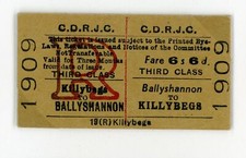 Railway Ticket Irish CDRJC 3rd Class Return Killybegs - Ballyshannon 6s6d