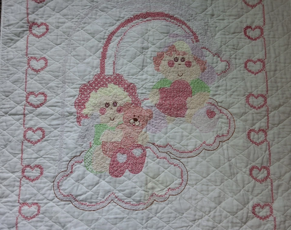 手工十字绣女宝宝毯子婴儿云心独一无二礼物创意 — 第 3/3 张图片