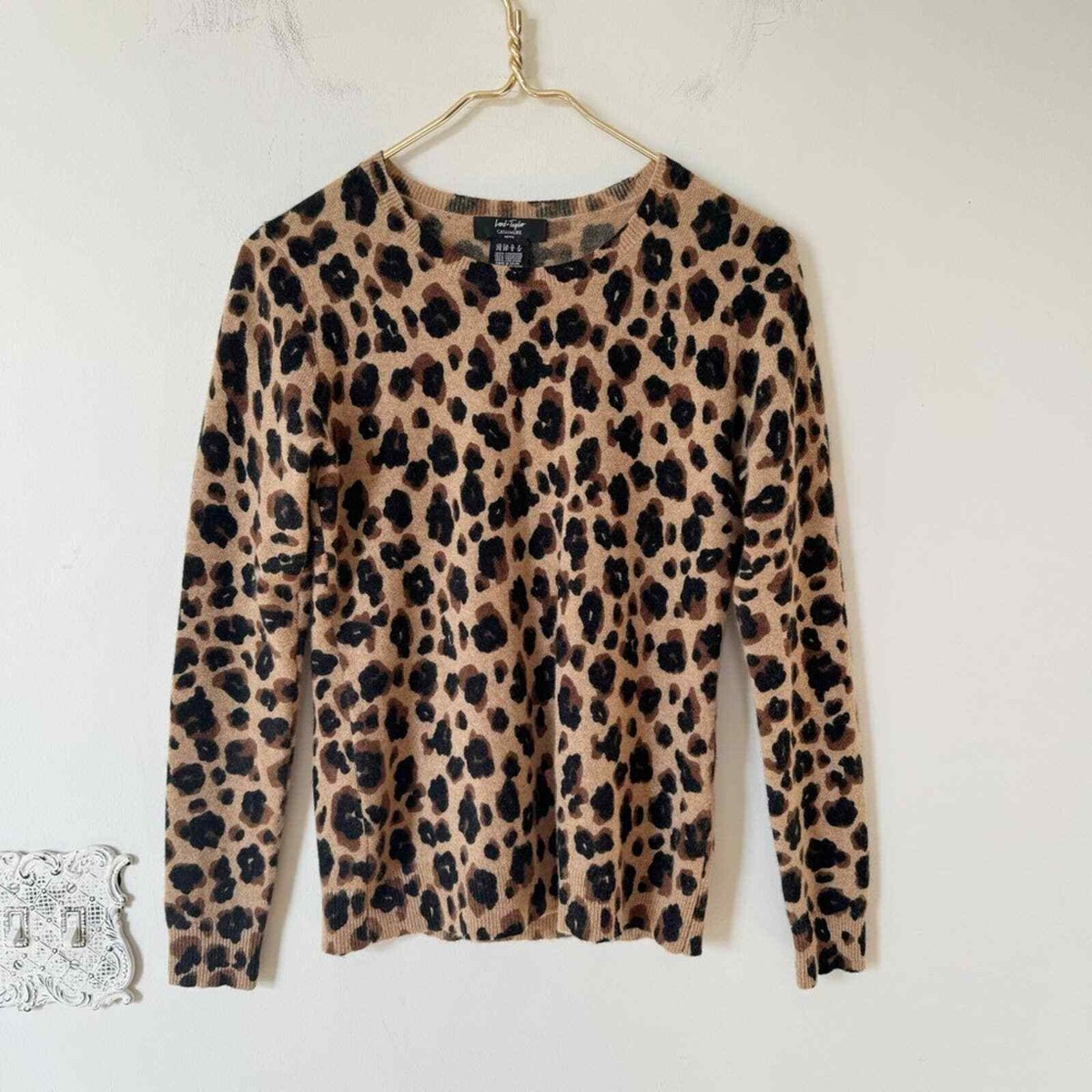 Lord & Taylor Leopard Cashmere Crewneck Sweater PS | eBay
