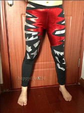 Adult Spandex Zentai Wrestling tights/pants metallic Red/black/Silver S-XXL