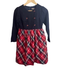 Kinloch Anderson Scotland Dress Girls 11 140 Blue Red Plaid Buttons Classic